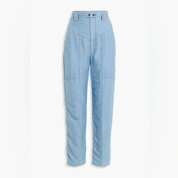 NWT Isabel Marant Kaori High Waist Gauze Cotton Linen Trousers Size 8 - Picture 3 of 10